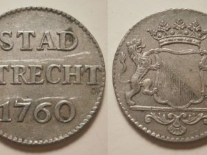 Utrecht Stad Duit 1760 Zilver - R - en prachtig