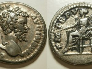 Septimius Severus Zilver Denarius -P M TR P V COS II PP- 197 AD
