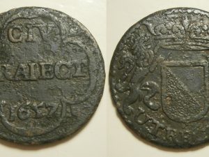 Utrecht Stad Duit 1657 gepointilleerd -S-