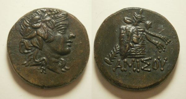 Amisos AE21 Mithradates VI as Dionysos / cista mystica - 85-65 BC