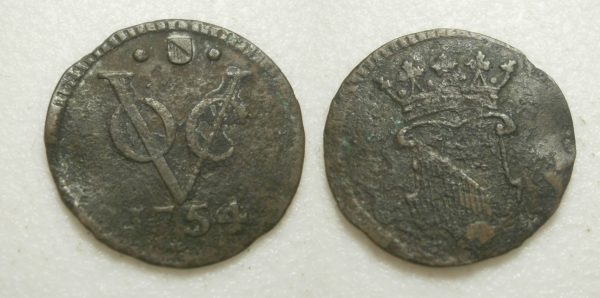 Utrecht VOC ½ Duit 1754