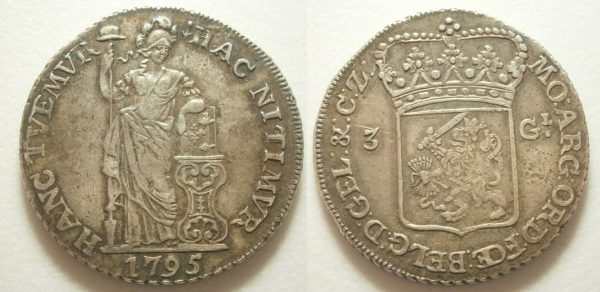 Gelderland 3 Gulden 1795 Bataafse Republiek - R en P-