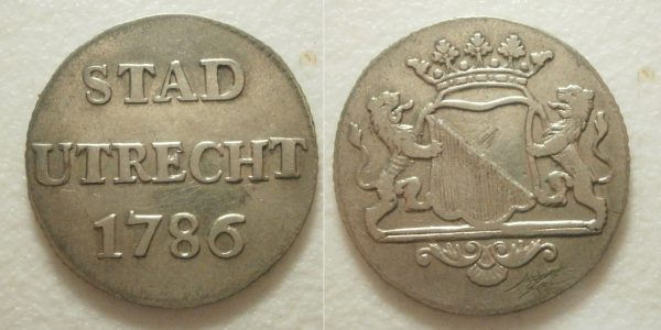 Utrecht Stad Duit 1786 Zilver - zeldzaam -
